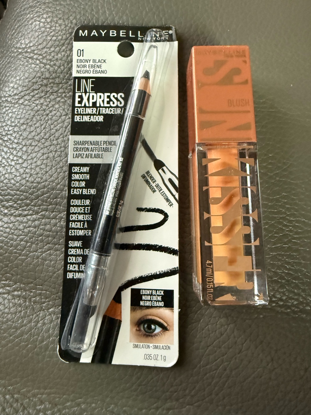 Maybelline Line Express Eyeliner Pencil & Blush - Ebony Black & Peach Blush